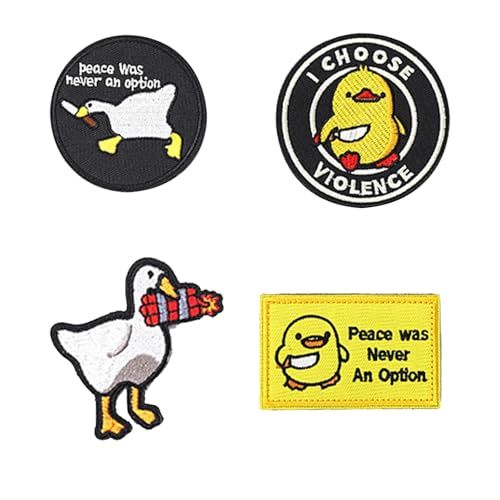 AIZHAZHA 4 Stück Patches Klett, Klett Patch Lustig, Süße Tier Velcro Patch Ente, Lustige Patches Klett Aufnäher Ente für Rucksack, Hundegeschirr, Kleidung, Hüte, Jacken von AIZHAZHA