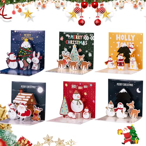 AIZHAZHA Weihnachtskarten, 6 Stück Weihnachtskarten mit Umschlag Set, 3d Weihnachtskarte Pop-Up Karte, Kleine Karten Weihnachten, Klappkarten Weihnachten, Versenden Sie Weihnachtsgrüße AIZHAZHA Weihnachtskarten, 6 Stück Weihnachtskarten mit Umschlag Set, 3d Weihnachtskarte Pop-Up Karte, Kleine Karten Weihnachten, Klappkarten Weihnachten, Versenden Sie Weihnachtsgrüße von AIZHAZHA