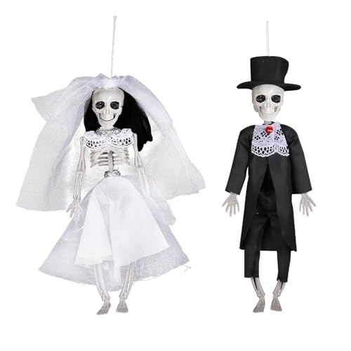 AIZQYC Halloween Skelett Paar, Skelett Braut und Bräutigam Statue, Skelett Brautpaar Figuren Deko, Totenkopf Paar Gothic für Halloween Party Dekorationen, Spukhaus Party, Geschenk Hochzeit AIZQYC Halloween Skelett Paar, Skelett Braut und Bräutigam Statue, Skelett Brautpaar Figuren Deko, Totenkopf Paar Gothic für Halloween Party Dekorationen, Spukhaus Party, Geschenk Hochzeit von AIZQYC