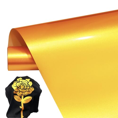 Gold Plotterfolie Textil,30.5 x 183cm Heat Transfer Vinyl Transferfolie Plotter Flexfolie für T-Shirts，Textilien Flexfolie Plotter Textil für Cricut und Silhouette Cameo von AJINGHTV