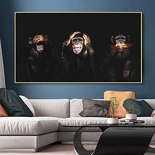 DIY Malen nach Zahlen Kunst Drei Affen Gorilla Bilder diy malen nach zahlen erwachsene landsch malen für Erwachsene Gemälde für Wohnzimmer Geeignet für Wohnzimmerdekoration fü50x70cm(Kein Rahmen) von AJleil