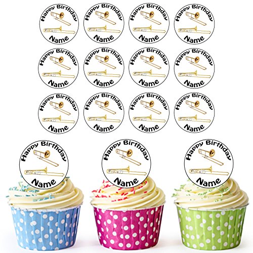 Posaune 24 Personalisierte Vorgeschnittene Kreise - Essbare Cupcake Aufleger/Geburtstagskuchen Dekorationen von AK Gifts