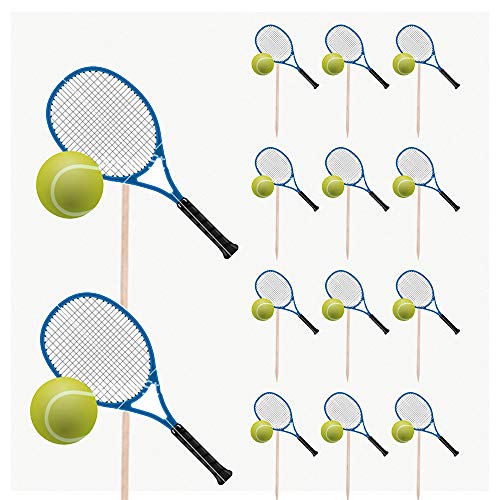AK Giftshop Cupcake-Aufsätze für Geburtstagspartys, Tennisschläger und Ball, Dekoration, 14 Stück von AK Giftshop
