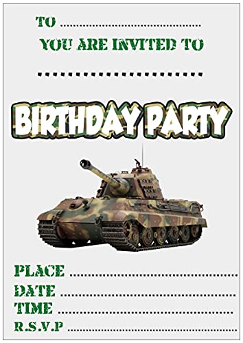 AK Giftshop Einladungskarten für Kinder, Militär, Geburtstagsparty, Jungen, Mädchen, 30 Stück von AK Giftshop