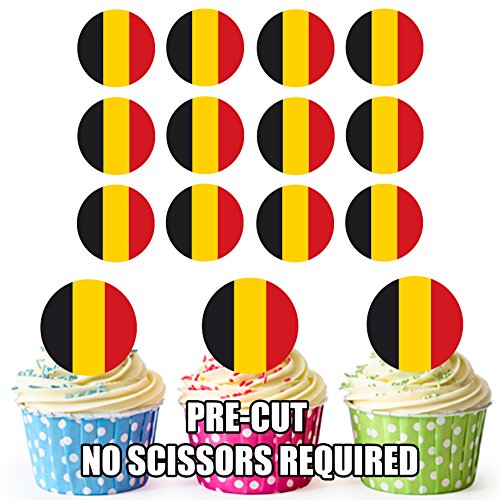 AK Giftshop Flagge Belgien – essbare Cupcake Topper/Dekoration für den Geburtstagskuchen – einfache, vorgeschnittene Kreise von AK Giftshop