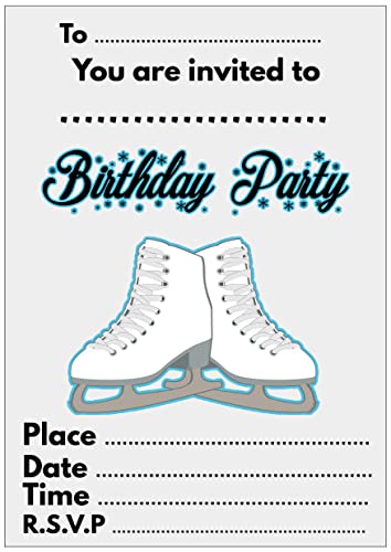 AK Giftshop Party-Einladungen zum Eislaufen, mit farbigen Umschlägen, Geburtstagseinladungen, 12 Stück von AK Giftshop