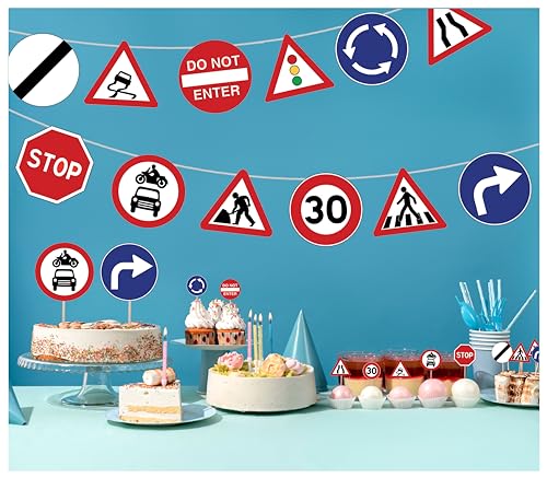Party-Dekorationen mit Wimpelkette, für Cupcakes, Verkehrsschilder, Aufsätze von AK Giftshop