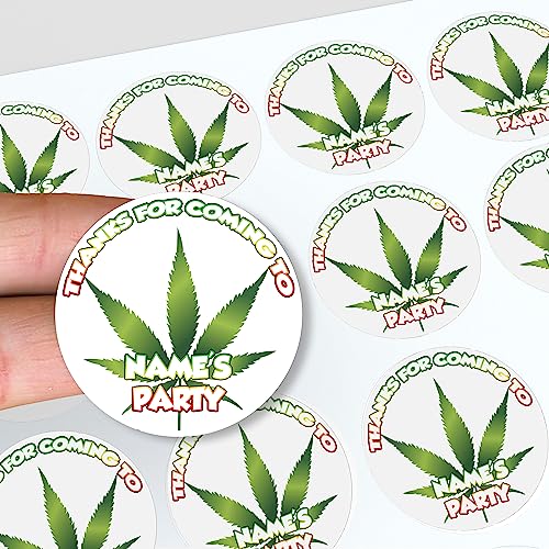 Personalisierte Cannabis-Unkraut-Aufkleber, individuelle Etiketten, Dekoration, Party, Geburtstag, Feiern, 48 Stück von AK Giftshop
