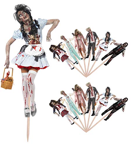 Zombie freaky Zombies Halloween Party Essen Kuchen Cupcake Picks Sticks Dekorationen Topper Stand Up Food Flaggen (14 Stück) von AK Giftshop