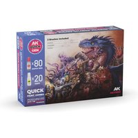 QUICK PAINT COMBO - 100 COLORS (80 QUICK GEN + 20 3GEN + 3 FREE BRUSHES + 1 MEDIUM 18ML) von AK Interactive