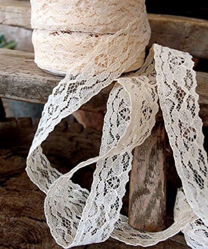 AK TRADING CO. AK-Trading, 2,5 cm breit x 22 m, zum Dekorieren, für Blumengestaltung und zum Basteln (elfenbeinfarben) Spitzenband mit Blumenmuster, Papier von AK TRADING CO.