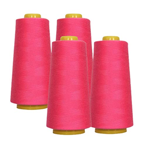 AK Trading 4 Stück FUCHSIA Allzweck-Nähgarn-Kegel (je 6000 Meter) aus hochfesten Polyester-Fadenspulen zum Nähen, Quilten, Overlock-, Merrow- und Handstickerei. von AK TRADING CO.