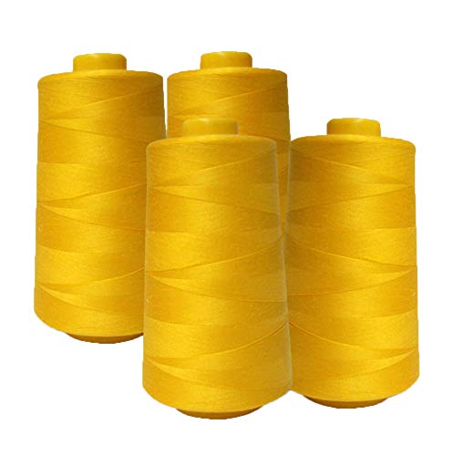 AK Trading 4er-Pack Gold Allzweck-Nähgarn-Kegel (je 6000 Meter) aus hochfesten Polyester-Fadenspulen zum Nähen, Overlock-, Merrow- und Handstickerei von AK TRADING CO.