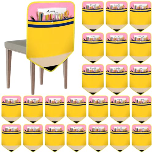 Stuhltaschen für Klassenzimmer, Set mit 24 Bleistiften, Rückenlehnen, Buddy Pocket für Kinder, 43,2 x 45,7 cm, Stuhl-Organizer mit Namensschlitz, Sitzaufbewahrungstaschen für Klassenzimmer, Zuhause Stuhltaschen für Klassenzimmer, Set mit 24 Bleistiften, Rückenlehnen, Buddy Pocket für Kinder, 43,2 x 45,7 cm, Stuhl-Organizer mit Namensschlitz, Sitzaufbewahrungstaschen für Klassenzimmer, Zuhause von AKAIXI