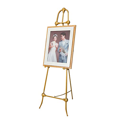 AKALNNB Goldene Eisenstaffelei, faltbare Staffelei, tragbare Kunststaffelei, verstellbare und faltbare A-Rahmen-Staffelei, Ständer für Poster, Bilderrahmen und Bilder von AKALNNB