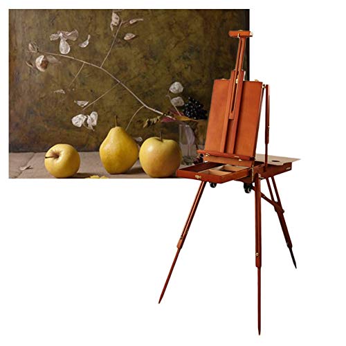AKALNNB Staffeleien Outdoor-Werkzeugwagen Kunst Malerei Trolley Faltbare Skizzenbox mit stabilem 3-Bein-Künstler-Bastelkasten (Farbe: Rot) (Beige) (Rot) (Rot) von AKALNNB
