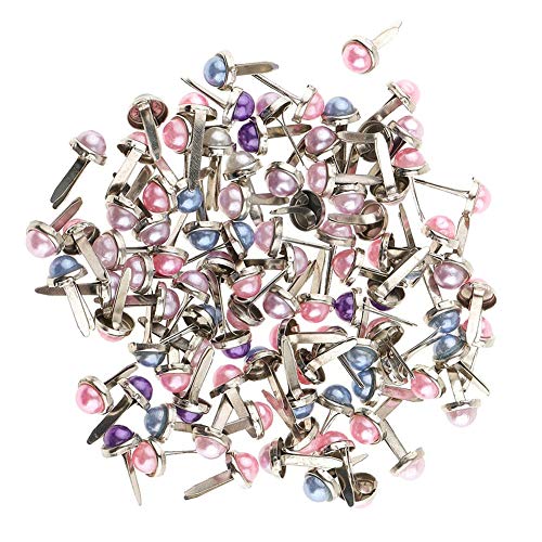 AKAMAS 100 Stück Metall Perlen Kopf Brads Papierverschluss für Scrapbooking Karten Dekoration DIY 6 mm von AKAMAS