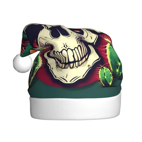 AKDODK Totenkopf des Stiers und niedlicher Kaktus-Druck, Weihnachtsmütze, lustige Weihnachtsmütze für Erwachsene, Plüsch-Weihnachtsmannmütze, Weihnachtsfeierzubehör AKDODK Totenkopf des Stiers und niedlicher Kaktus-Druck, Weihnachtsmütze, lustige Weihnachtsmütze für Erwachsene, Plüsch-Weihnachtsmannmütze, Weihnachtsfeierzubehör von AKDODK