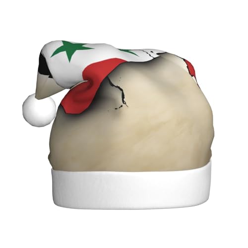 AKDODK Weihnachtsmütze, Motiv: Flagge Syrien, Arabische Republik, Map02, lustige Weihnachtsmütze für Erwachsene, Plüsch-Weihnachtsmannmütze, Weihnachtsfeierzubehör AKDODK Weihnachtsmütze, Motiv: Flagge Syrien, Arabische Republik, Map02, lustige Weihnachtsmütze für Erwachsene, Plüsch-Weihnachtsmannmütze, Weihnachtsfeierzubehör von AKDODK