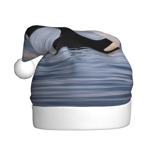 AKDODK Weihnachtsmütze, Motiv: Killerwale mit Aufdruck, lustige Weihnachtsmütze für Erwachsene, Plüsch-Weihnachtsmannmütze, Weihnachtsfeierzubehör AKDODK Weihnachtsmütze, Motiv: Killerwale mit Aufdruck, lustige Weihnachtsmütze für Erwachsene, Plüsch-Weihnachtsmannmütze, Weihnachtsfeierzubehör von AKDODK