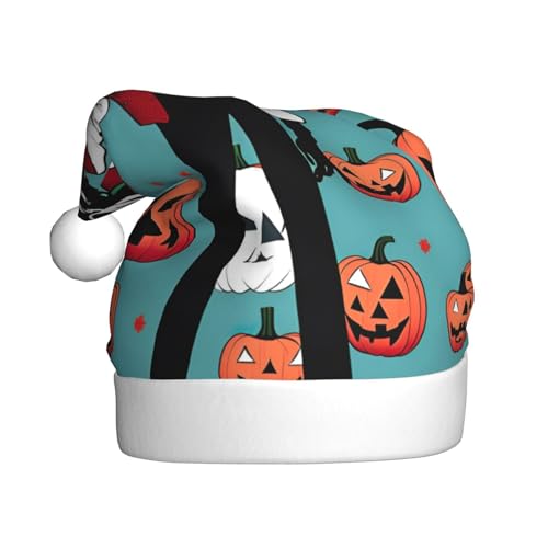 AKDODK Weihnachtsmütze mit Aufdruck "Happy Halloween", lustige Weihnachtsmütze für Erwachsene, Plüsch-Weihnachtsmannmütze, Weihnachtsfeierzubehör AKDODK Weihnachtsmütze mit Aufdruck "Happy Halloween", lustige Weihnachtsmütze für Erwachsene, Plüsch-Weihnachtsmannmütze, Weihnachtsfeierzubehör von AKDODK