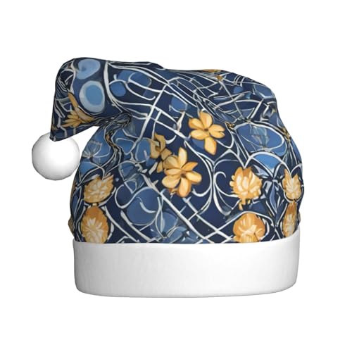 AKDODK Weihnachtsmütze mit blauem Muster 02, lustige Weihnachtsmützen für Erwachsene, Plüsch-Weihnachtsmannmütze, Weihnachtsfeierzubehör AKDODK Weihnachtsmütze mit blauem Muster 02, lustige Weihnachtsmützen für Erwachsene, Plüsch-Weihnachtsmannmütze, Weihnachtsfeierzubehör von AKDODK