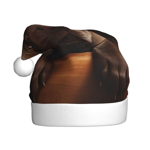 AKDODK Weihnachtsmütze mit süßem Labrador-Hund, 1 Druck, lustige Weihnachtsmütze für Erwachsene, Plüsch-Weihnachtsmannmütze, Weihnachtsfeierzubehör AKDODK Weihnachtsmütze mit süßem Labrador-Hund, 1 Druck, lustige Weihnachtsmütze für Erwachsene, Plüsch-Weihnachtsmannmütze, Weihnachtsfeierzubehör von AKDODK