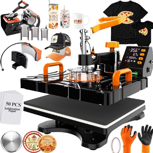 AKEYDIY 8 in 1 Heat Press Set Heißpresse, 30.5x38cm Transferpresse T-Shirt Multifunktionale Sublimationspresse Schwenkbare Druck plotter pressen Heizpresse Digitale Wärmepresse DIY AKEYDIY 8 in 1 Heat Press Set Heißpresse, 30.5x38cm Transferpresse T-Shirt Multifunktionale Sublimationspresse Schwenkbare Druck plotter pressen Heizpresse Digitale Wärmepresse DIY von AKEYDIY