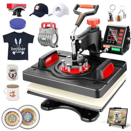 AKEYDIY Heißpresse 5 in 1 Hitzepresse Transferpresse 360 Grad Schwenkbar DIY Mulitifunktional Sublimation Heat Press Wärmepresse für T-Shirts, Hüte, Tassen, Teller usw und HTV-Vinylprojekte AKEYDIY Heißpresse 5 in 1 Hitzepresse Transferpresse 360 Grad Schwenkbar DIY Mulitifunktional Sublimation Heat Press Wärmepresse für T-Shirts, Hüte, Tassen, Teller usw und HTV-Vinylprojekte von AKEYDIY