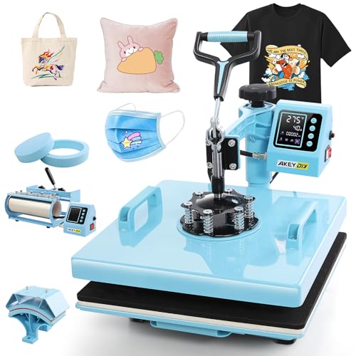 Transferpresse 15x15 zoll, 5-in-1- Professionelle Multifunktionale Heißpresse mit Aufsatz für Becher, 360° schwenkbare, Sublimationsmaschine DIY für T-Shirts, Mützen, Becher, Tassen und Teller Transferpresse 15x15 zoll, 5-in-1- Professionelle Multifunktionale Heißpresse mit Aufsatz für Becher, 360° schwenkbare, Sublimationsmaschine DIY für T-Shirts, Mützen, Becher, Tassen und Teller von AKEYDIY