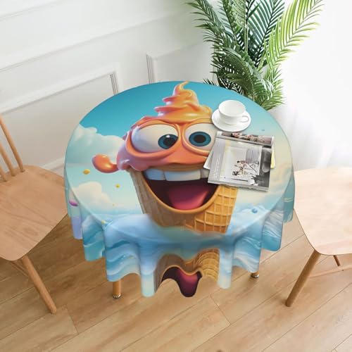 AKGFFDS Dekorative, runde Tischdecke mit Eiscreme-Druck, für Innen- und Außenbereich, Partys, Hochzeiten, 152,4 cm AKGFFDS Dekorative, runde Tischdecke mit Eiscreme-Druck, für Innen- und Außenbereich, Partys, Hochzeiten, 152,4 cm von AKGFFDS