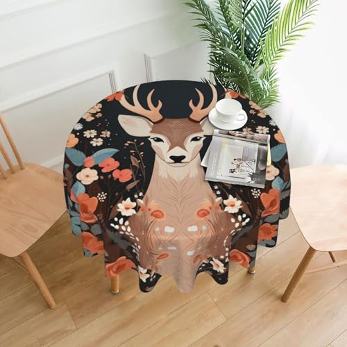 AKGFFDS Demure Runde dekorative Tischdecke mit Hirschdruck, 152,4 cm, für Innen- und Außenbereich, Partys, Hochzeiten von AKGFFDS