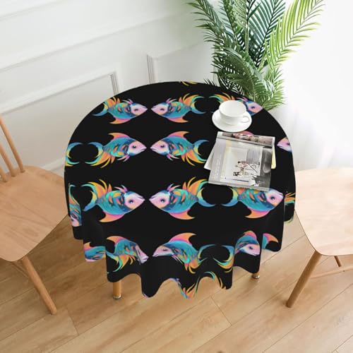 AKGFFDS Glitch Runde dekorative Tischdecke mit Fischwellendruck, 152,4 cm, für Innen- und Außenbereich, Partys, Hochzeiten AKGFFDS Glitch Runde dekorative Tischdecke mit Fischwellendruck, 152,4 cm, für Innen- und Außenbereich, Partys, Hochzeiten von AKGFFDS