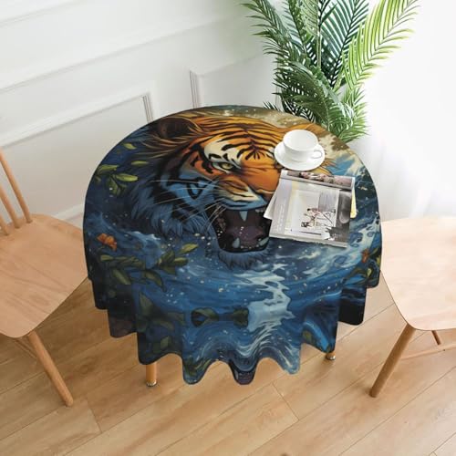 AKGFFDS Hissing Tischdecke, rund, mit Tiger-Druck, 152,4 cm, für Essen im Innen- und Außenbereich, Partys, Hochzeiten AKGFFDS Hissing Tischdecke, rund, mit Tiger-Druck, 152,4 cm, für Essen im Innen- und Außenbereich, Partys, Hochzeiten von AKGFFDS