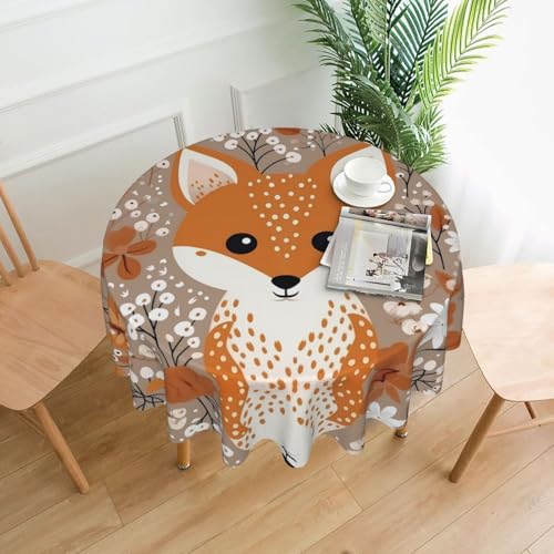 AKGFFDS Runde dekorative Tischdecke, "Happy Fox", bedruckt, 152,4 cm, für Innen- und Außenbereich, Partys, Hochzeiten AKGFFDS Runde dekorative Tischdecke, "Happy Fox", bedruckt, 152,4 cm, für Innen- und Außenbereich, Partys, Hochzeiten von AKGFFDS
