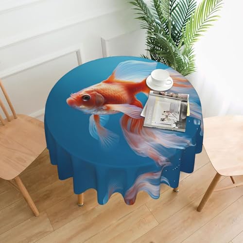 AKGFFDS Runde dekorative Tischdecke, Motiv: Goldfisch im Wasser, 152,4 cm, für Innen- und Außenbereich, Partys, Hochzeiten AKGFFDS Runde dekorative Tischdecke, Motiv: Goldfisch im Wasser, 152,4 cm, für Innen- und Außenbereich, Partys, Hochzeiten von AKGFFDS