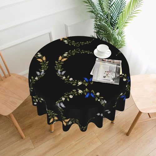 AKGFFDS Runde dekorative Tischdecke mit Gänseblümchen-Schmetterlingskranz, 152,4 cm, für Innen- und Außenbereich, Partys, Hochzeiten AKGFFDS Runde dekorative Tischdecke mit Gänseblümchen-Schmetterlingskranz, 152,4 cm, für Innen- und Außenbereich, Partys, Hochzeiten von AKGFFDS