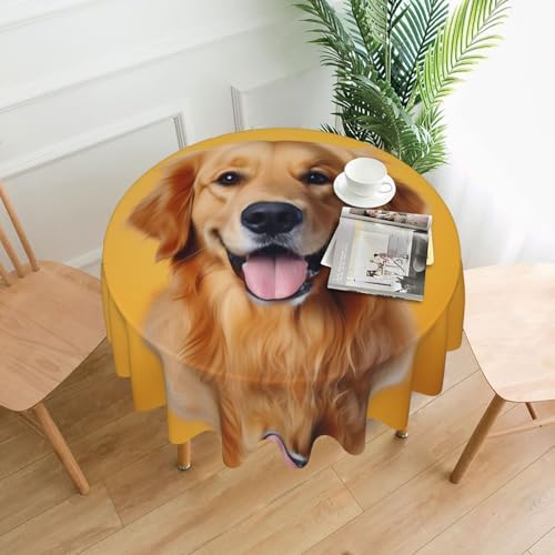 AKGFFDS Runde dekorative Tischdecke mit Golden Retriever-Druck, 152,4 cm, für Innen- und Außenbereich, Partys, Hochzeiten AKGFFDS Runde dekorative Tischdecke mit Golden Retriever-Druck, 152,4 cm, für Innen- und Außenbereich, Partys, Hochzeiten von AKGFFDS