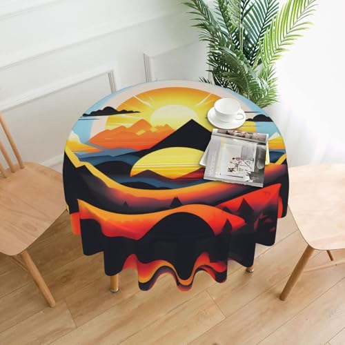 AKGFFDS Runde dekorative Tischdecke mit Sonnenaufgangs-Motiv, 152,4 cm, für Innen- und Außenbereich, Partys, Hochzeiten AKGFFDS Runde dekorative Tischdecke mit Sonnenaufgangs-Motiv, 152,4 cm, für Innen- und Außenbereich, Partys, Hochzeiten von AKGFFDS