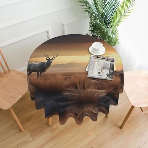 AKGFFDS Runde dekorative Tischdecke mit einsamem Tierdruck, für Innen- und Außenbereich, Partys, Hochzeiten AKGFFDS Runde dekorative Tischdecke mit einsamem Tierdruck, für Innen- und Außenbereich, Partys, Hochzeiten von AKGFFDS