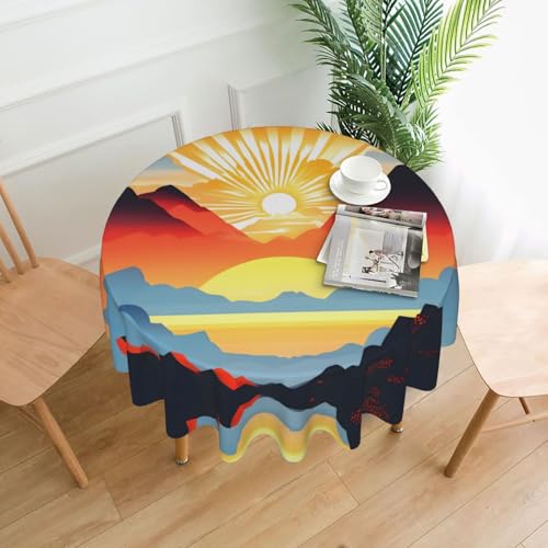 AKGFFDS Runde dekorative Tischdecke mit hellem Sonnenaufgang-Druck, für Innen- und Außenbereich, Partys, Hochzeiten, 152,4 cm AKGFFDS Runde dekorative Tischdecke mit hellem Sonnenaufgang-Druck, für Innen- und Außenbereich, Partys, Hochzeiten, 152,4 cm von AKGFFDS