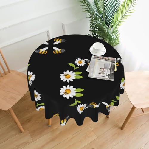 AKGFFDS Runde dekorative Tischdecke mit kleinen Bienen in den Blumen, 152,4 cm, für Innen- und Außenbereich, Partys, Hochzeiten AKGFFDS Runde dekorative Tischdecke mit kleinen Bienen in den Blumen, 152,4 cm, für Innen- und Außenbereich, Partys, Hochzeiten von AKGFFDS