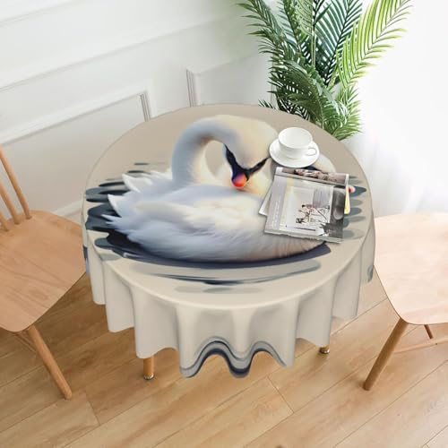 AKGFFDS Runde dekorative Tischdecke mit süßem Schwanen-Druck, 152,4 cm, für Innen- und Außenbereich, Partys, Hochzeiten AKGFFDS Runde dekorative Tischdecke mit süßem Schwanen-Druck, 152,4 cm, für Innen- und Außenbereich, Partys, Hochzeiten von AKGFFDS