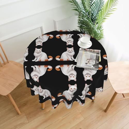 AKGFFDS Runde dekorative Tischdecke mit süßem Van-See-Katzendruck, 152,4 cm, für Innen- und Außenbereich, Partys, Hochzeiten AKGFFDS Runde dekorative Tischdecke mit süßem Van-See-Katzendruck, 152,4 cm, für Innen- und Außenbereich, Partys, Hochzeiten von AKGFFDS