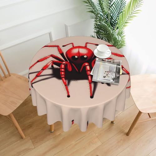AKGFFDS Runde dekorative Tischdecke mit süßem kleinen roten Spinnen-Druck, 152,4 cm, für Innen- und Außenbereich, Partys, Hochzeiten AKGFFDS Runde dekorative Tischdecke mit süßem kleinen roten Spinnen-Druck, 152,4 cm, für Innen- und Außenbereich, Partys, Hochzeiten von AKGFFDS