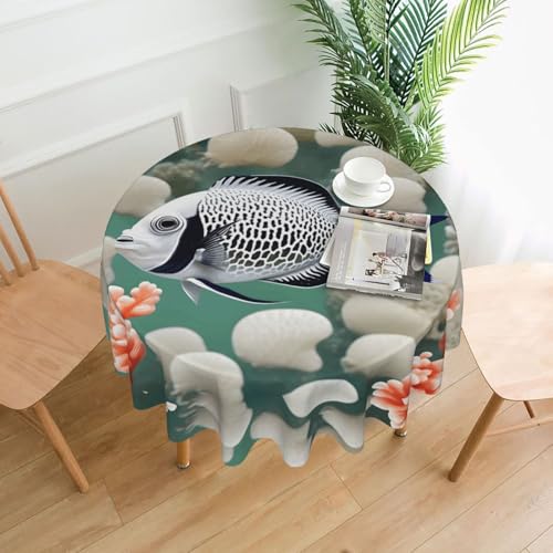 AKGFFDS Runde dekorative Tischdecke mit tropischem Fischdruck, 152,4 cm, für Innen- und Außenbereich, Partys, Hochzeiten AKGFFDS Runde dekorative Tischdecke mit tropischem Fischdruck, 152,4 cm, für Innen- und Außenbereich, Partys, Hochzeiten von AKGFFDS