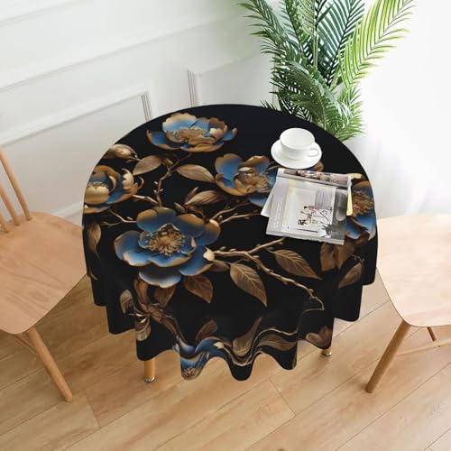 AKGFFDS Runde dekorative Tischdecke mit vergoldetem Kamelien-Druck, 152,4 cm, für Innen- und Außenbereich, Partys, Hochzeiten AKGFFDS Runde dekorative Tischdecke mit vergoldetem Kamelien-Druck, 152,4 cm, für Innen- und Außenbereich, Partys, Hochzeiten von AKGFFDS