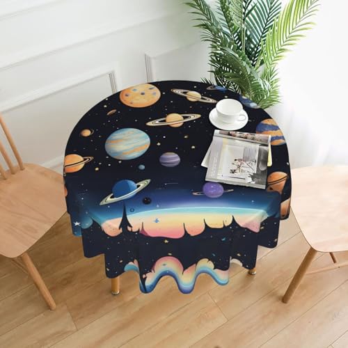 AKGFFDS Saturn Jupiter-Erddruck, rund, dekorative Tischdecke, 152,4 cm, für Innen- und Außenbereich, Partys, Hochzeiten AKGFFDS Saturn Jupiter-Erddruck, rund, dekorative Tischdecke, 152,4 cm, für Innen- und Außenbereich, Partys, Hochzeiten von AKGFFDS