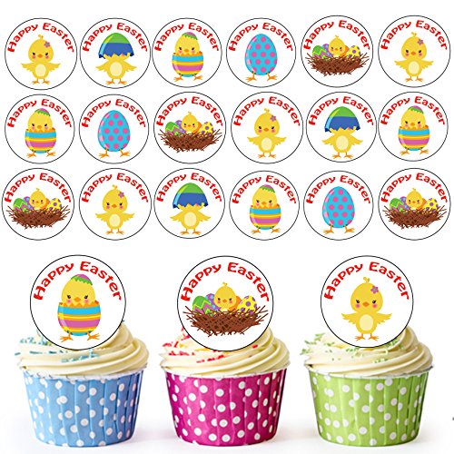 Ostern/Chick Mix 24 essbare Cupcake Topper/Ostern Kuchen Dekorationen – Einfache vorgeschnittenen Kreise von AKGifts