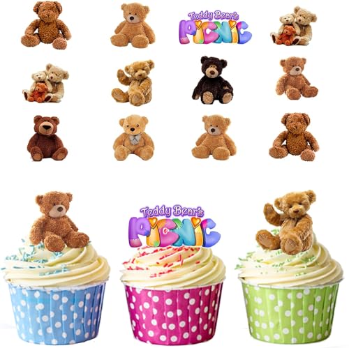 Teddybären Picknick Kuchendekorationen Party Pack – essbar Cup Cake Esspapier (36 Stück) von AKGifts